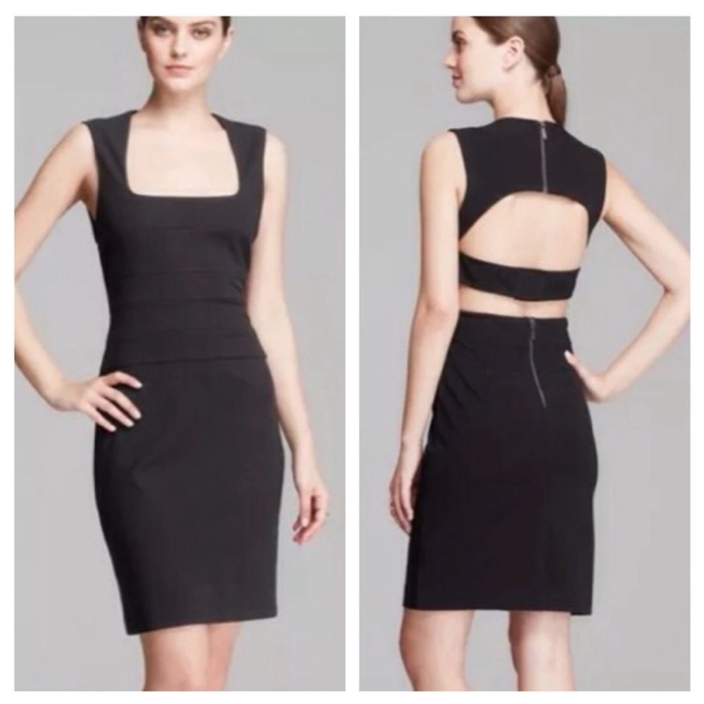 Nicole Miller dress cut out back black sheath
